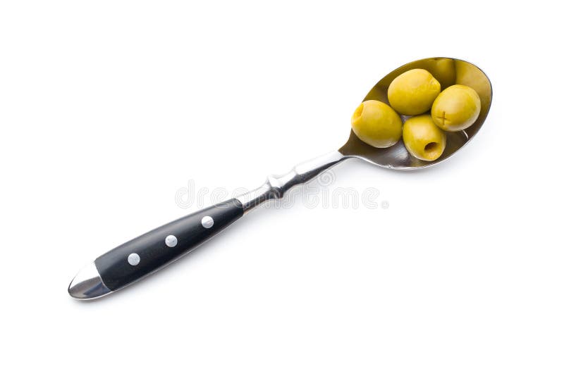Pitted Green Olives in Spoon Stock Photo Image of natural, overhead