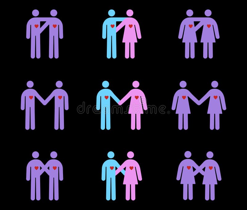 Vector Pictogram of Couples (Heterosexual, Gay and Lesbian). Vector Pictogram of Couples (Heterosexual, Gay and Lesbian)