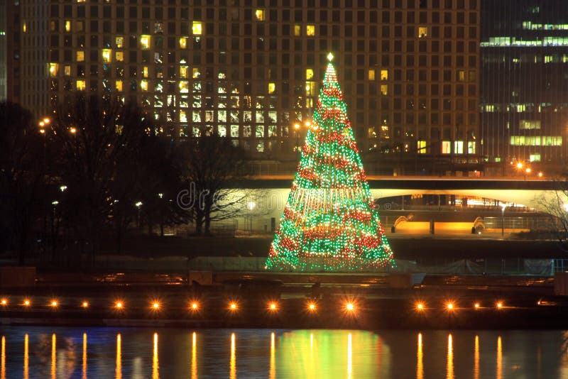 Pittsburgh Point State Park Christmas Tree2 Stock Photo Image of