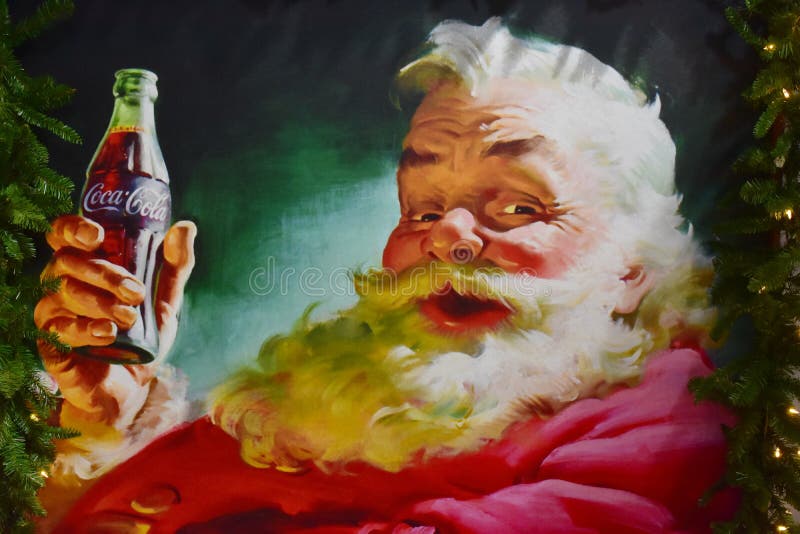 Pittura d'annata di Santa Claus nell'area internazionale dell'azionamento fotografia stock libera da diritti