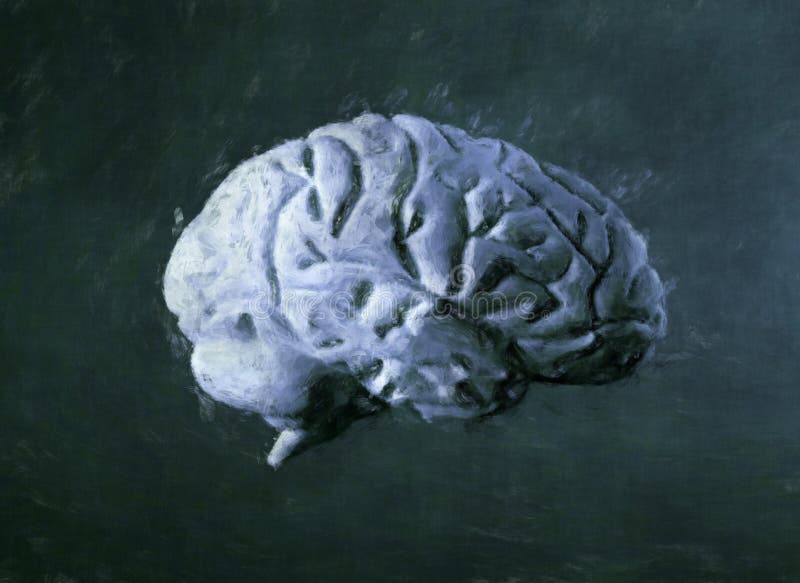 Human brain painting dark shade. Human brain painting dark shade