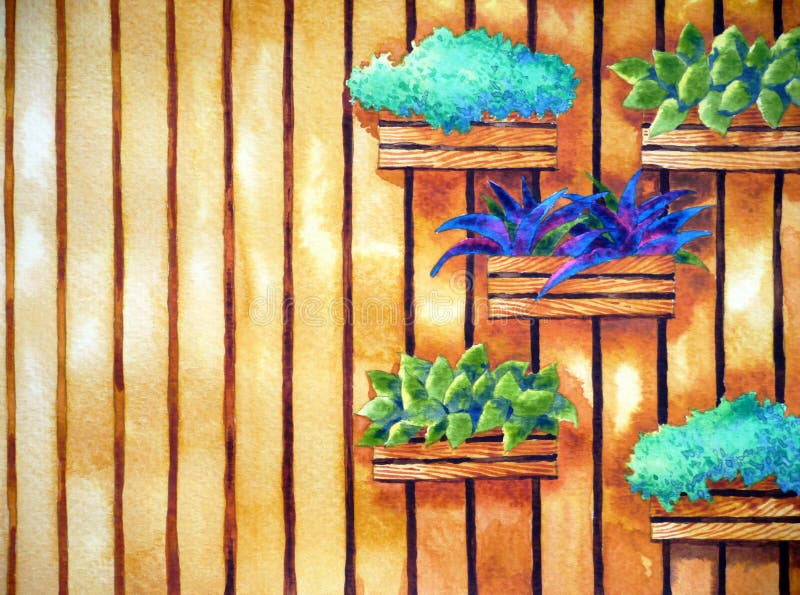Pittura dell'acquerello, disegnata a mano su carta, illustrazione verticale del giardino royalty illustrazione gratis