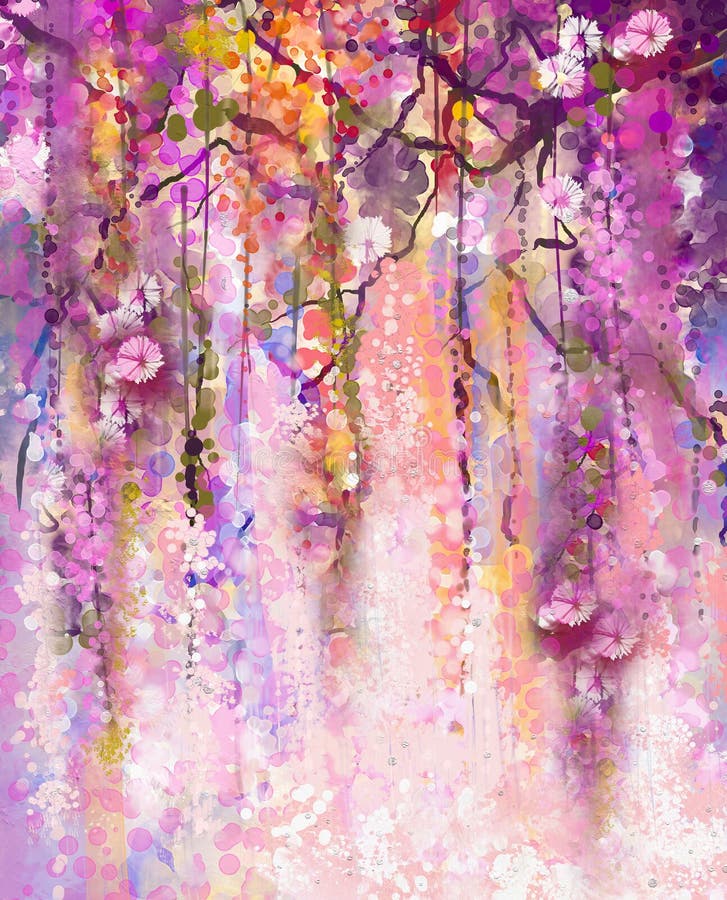 Pittura dell'acquerello La porpora della primavera fiorisce le glicine royalty illustrazione gratis Pittura dell'acquerello La porpora della primavera fiorisce le glicine royalty illustrazione gratis