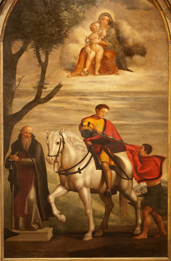 Pittura di St George - di Verona dall'altare laterale nella chiesa di Anastasia del san fotografia stock Pittura di St George - di Verona dall'altare laterale nella chiesa di Anastasia del san fotografia stock