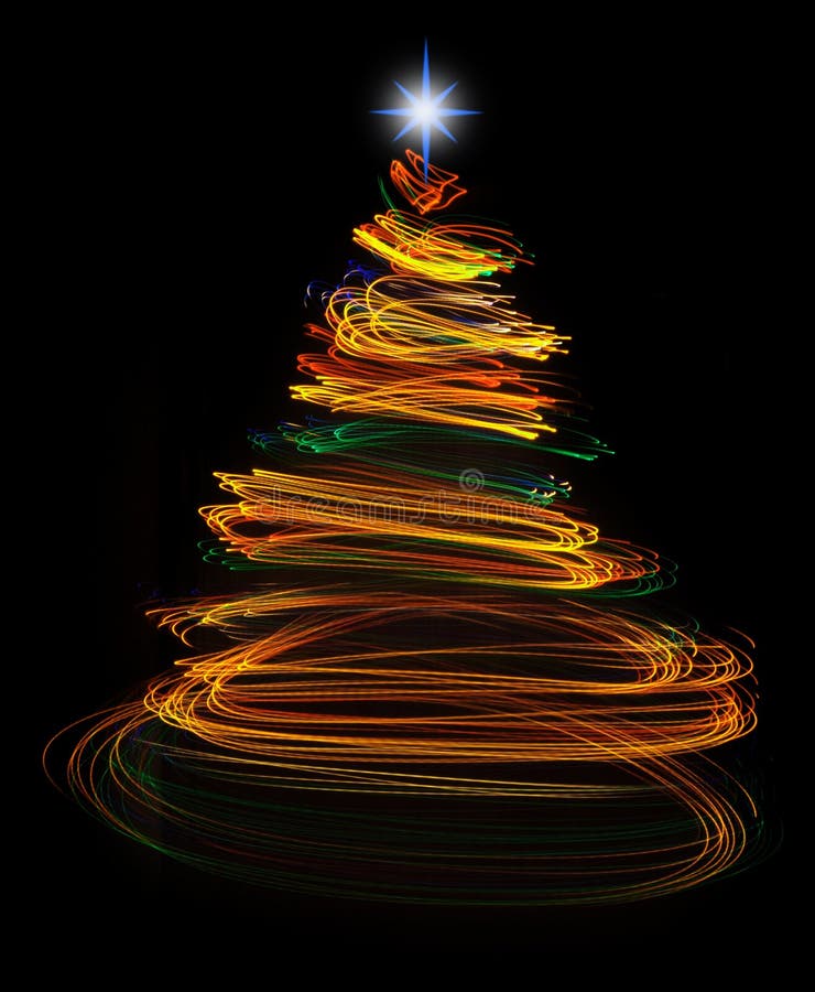Pittura gialla della luce dell'albero di Natale immagini stock