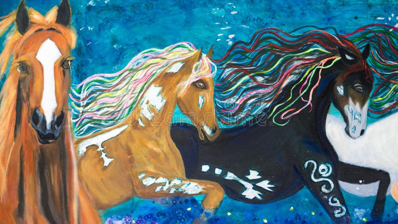 Pittura a olio dei cavalli
