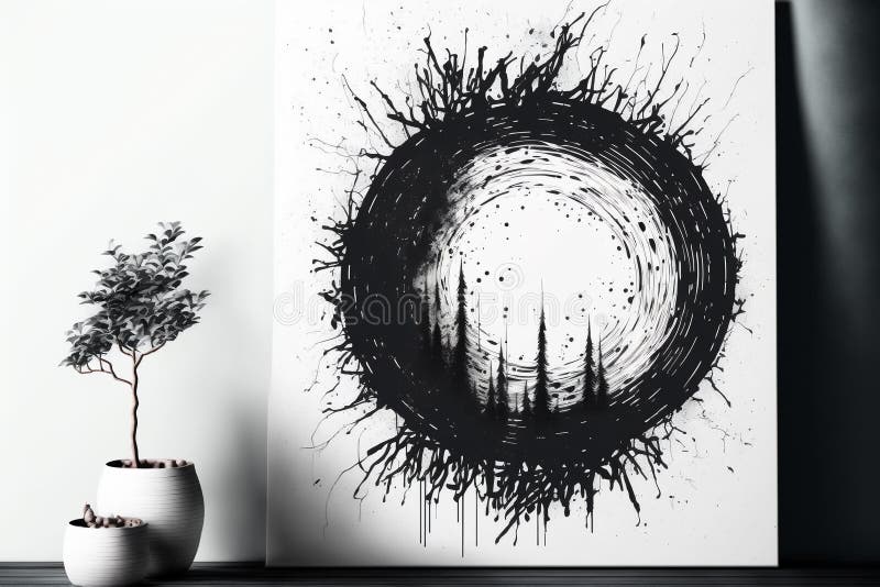 Pitturare a mano una decorazione astratta per pareti illustrazione vettoriale