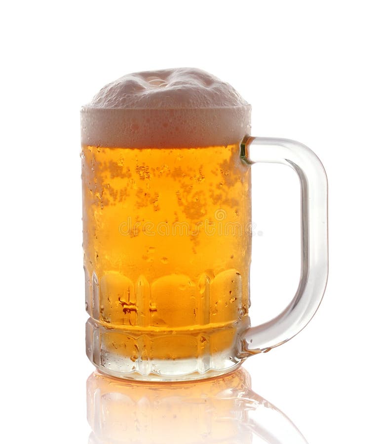 Chill beer overflow on mug. Chill beer overflow on mug