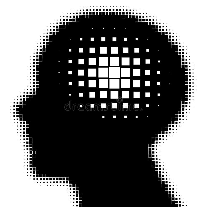 Pixeatedprofiel met ideesymbool vector illustratie