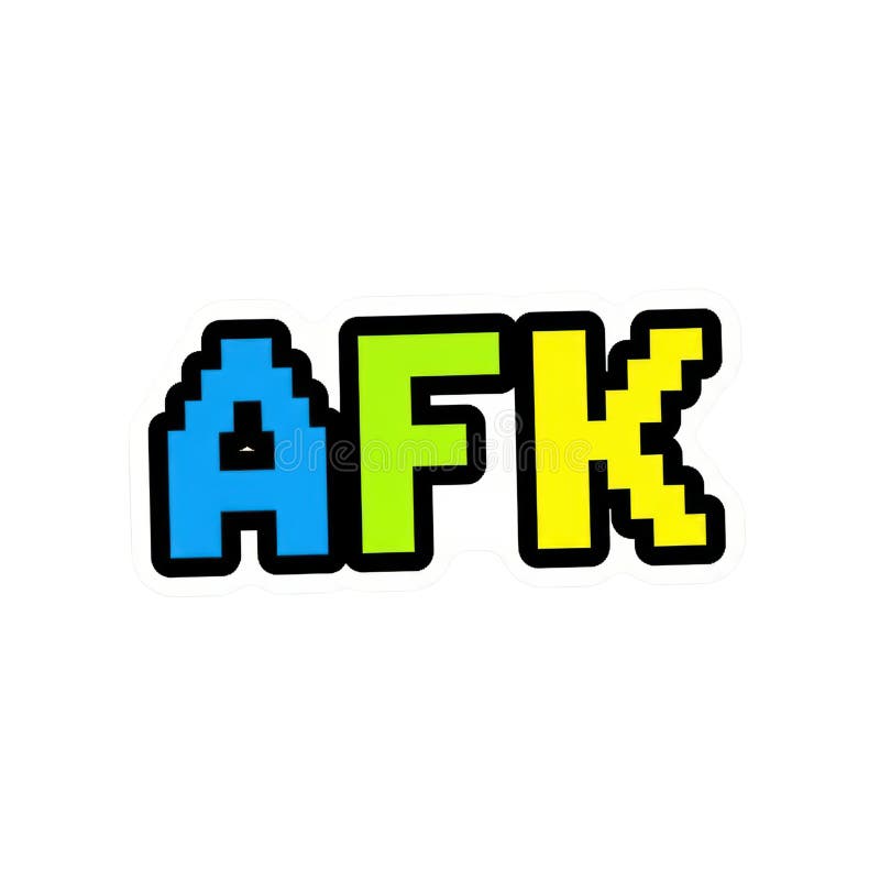 Pixel art afk text in blue green yellow on transparent background vector illustration