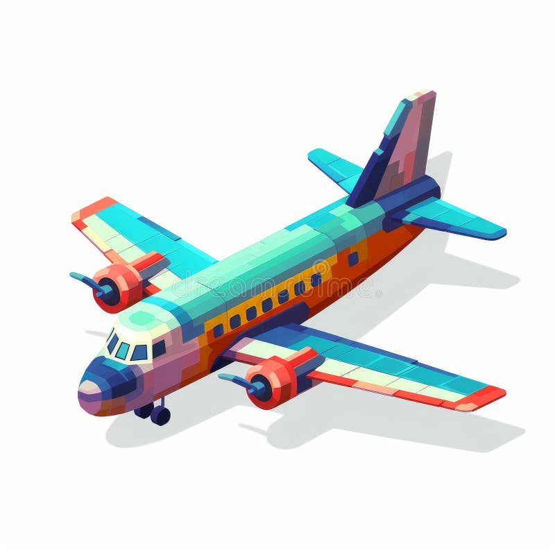 Pixel Art Airplane with Vibrant Colors by Pixelplantmaster Stock Image ...