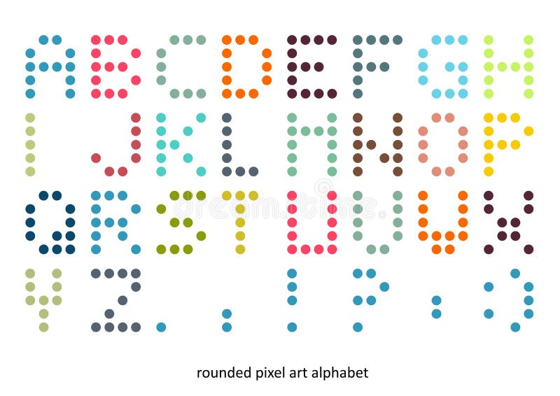 Pixel art alphabet font in pastel colors royalty free illustration