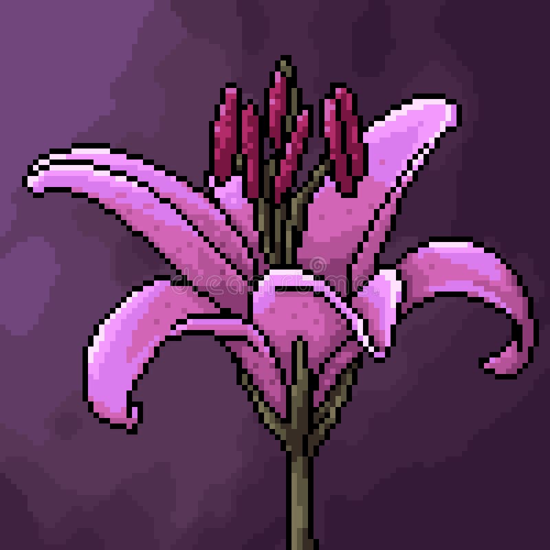 Pixel Art Artistic Blooming Flower Lily Stock Vector Illustration of