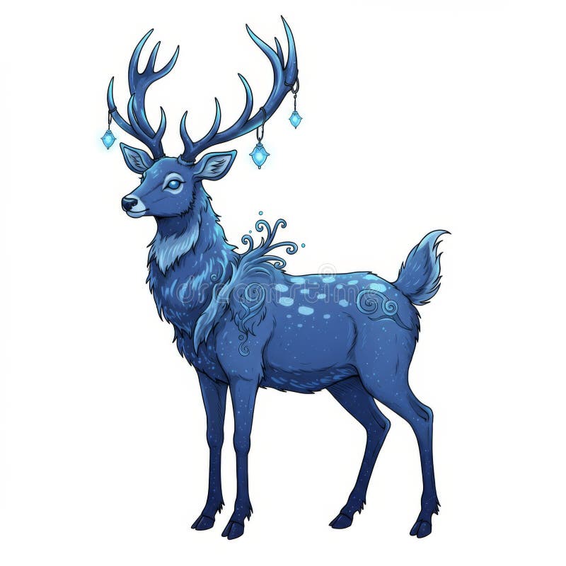 Pixel Art Blue Deer mit Crystal Antlers lizenzfreie abbildung