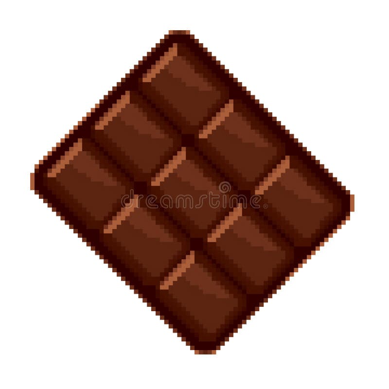 Chocolate Bar Pixel Art. Sweetness 8 Bit. Food Digital. Vector I Stock