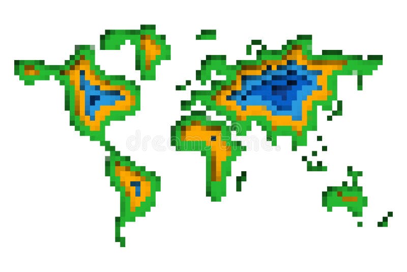 Pixel Art Design of World Map. Vector Illustration Stock Illustration