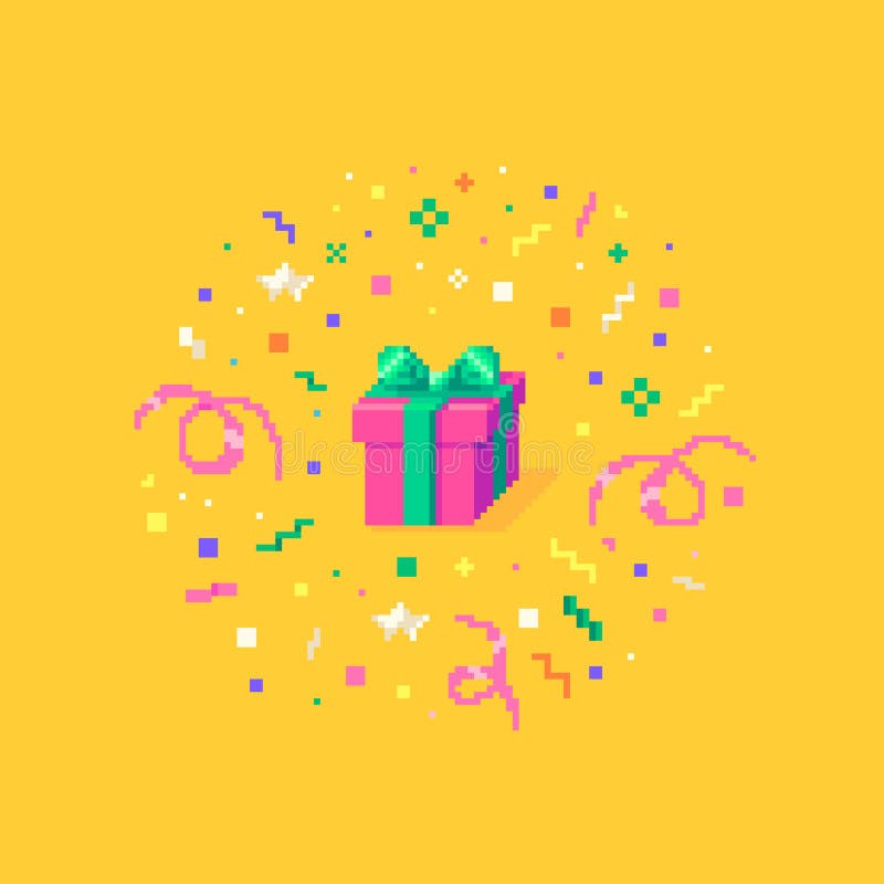 Confetti in Pixel Art Style. Decor for the Holiday Stock Illustration