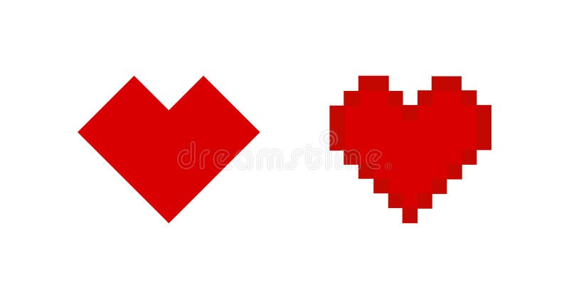 Pixel art heart icon. Love 8 bit symbol. Sign game vector stock illustration