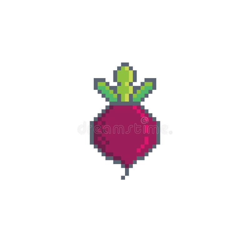 Pixelart Beet. Whole Beet on Blue Background Stock Vector