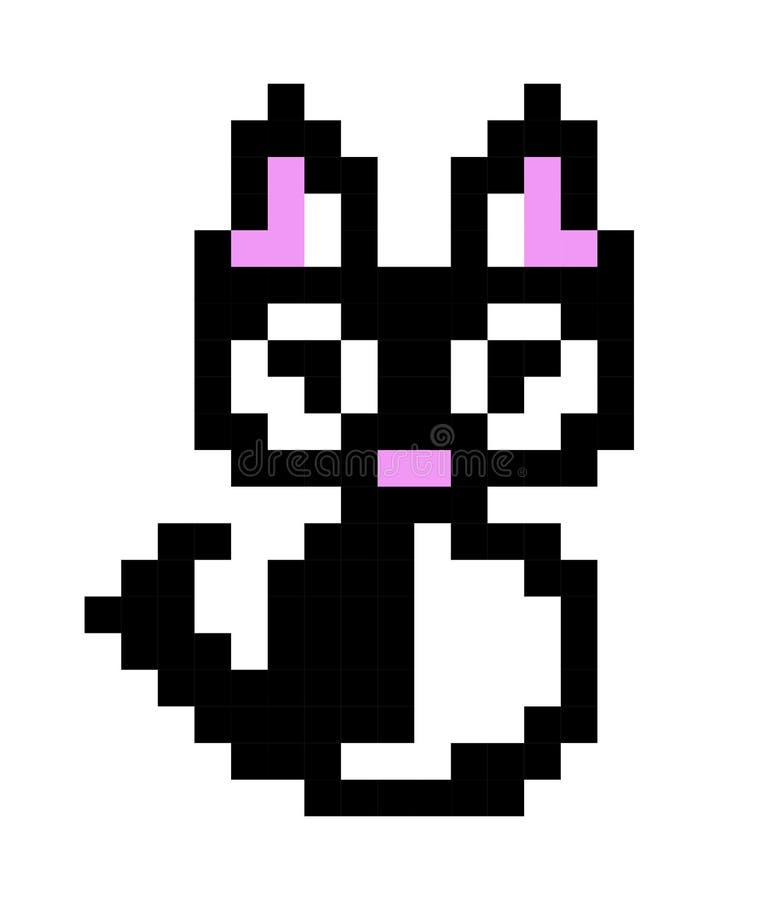 pixel art cat, pixelated, 32x32 pixels, black backgr