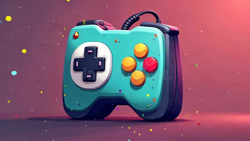 A pixel-art inspired 3D game controller icon with retro colors, slight tilt for dynamic perspective, nostalgic vibe. Nostalgic image video
