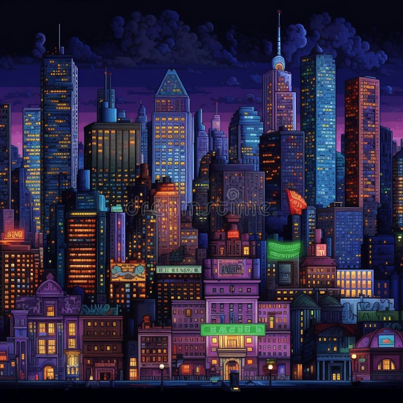 Pixel Art New York Skyline Stock Illustrations – 35 Pixel Art New York ...