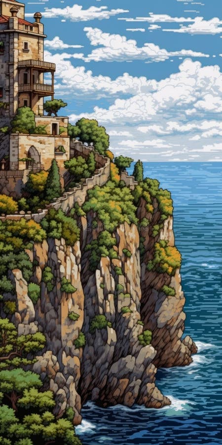 Pixel Art of Provence Cliff in San Francisco Renaissance Style Stock ...
