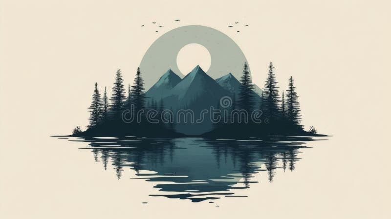 Pixel Art Refleksja nad jeziorem Górskim royalty ilustracja