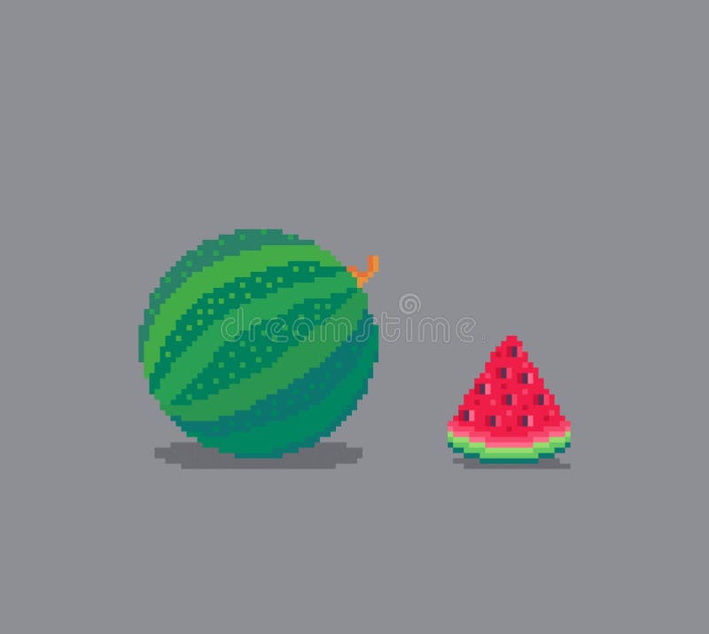 Pixel Watermelon Icon, 32X32 Vector Illustration Stock Vector