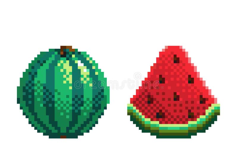 Pixel Art Watermelon Icon 32x32 Pixels Vector Illustration Stock Vector Illustration Of Design Embroidery