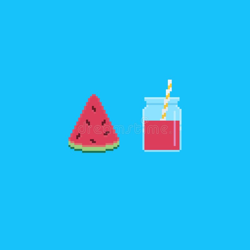 Pixel art watermelon icon 32x32 pixels Royalty Free Vector