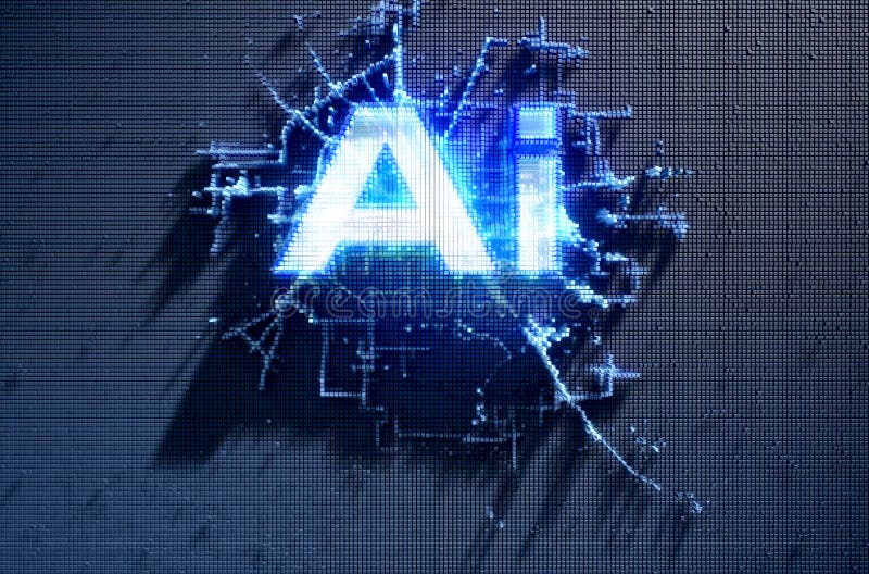 Pixel Artificial Intelligence vector illustration
