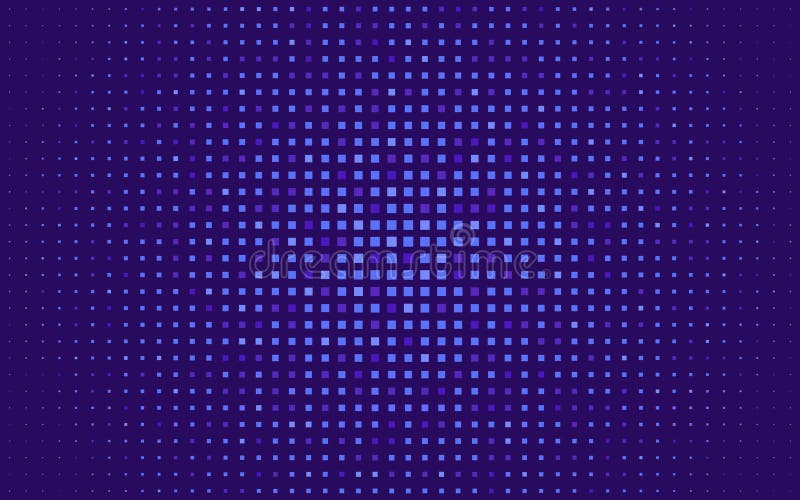 Pixel background. Futuristic digital texture with violet shapes. Square grid radiating from center. Minimal abstract tech design royalty free illustration