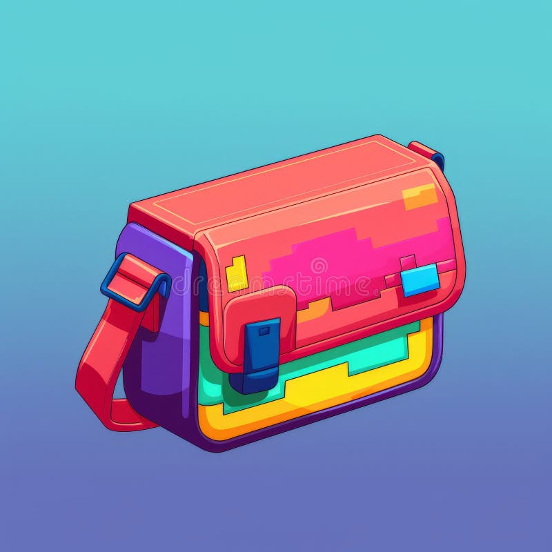 Pixel-bag : illustrazioni semplici e colorate con oggetti simbolici illustrazione di stock