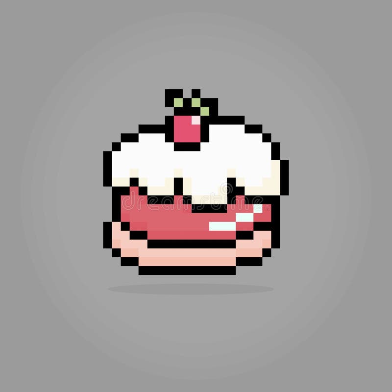 Bolo de aniversário de pixel art. item de jogo de bits