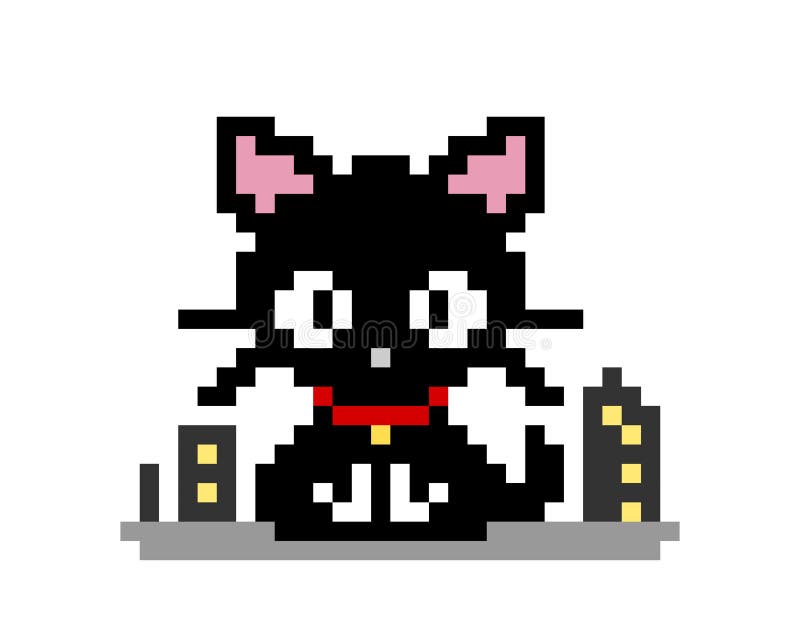 Pixel Black Cat Stock Illustrations – 514 Pixel Black Cat Stock