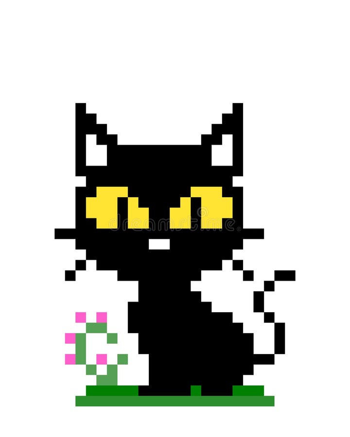 Pixel Black Cat Stock Illustrations – 514 Pixel Black Cat Stock