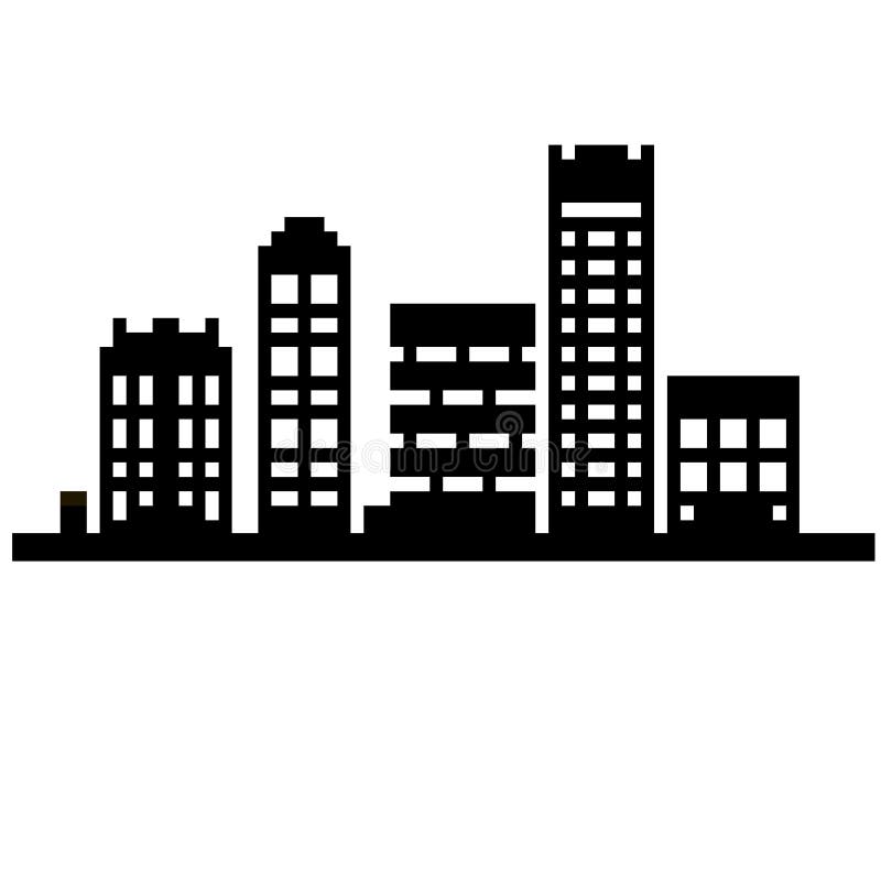 Pixel Art City Skyline stock illustration. Illustration of skyscraper ...