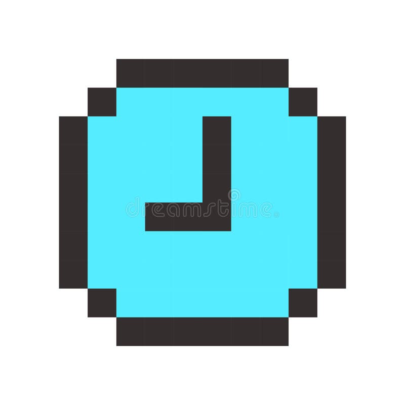 Pixel clock time watch retro icon stock illustration