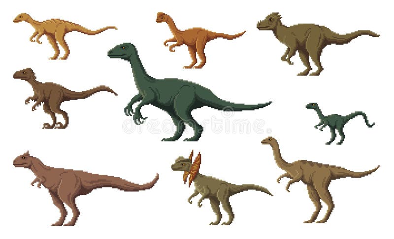 Dinossauro de pixel art descrevendo erro offline vetor isolado no fundo  branco