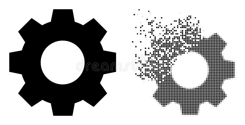 Pixel disciolti e icona di ingranaggio originale royalty illustrazione gratis