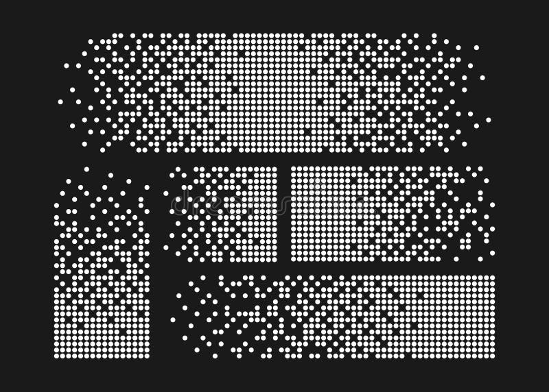 Pixel disintegration background. Halftone fragment. Dispersed dotted pattern. Concept of disintegration. Square pixel royalty free illustration