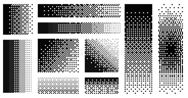 Pixel disintegration background. Retro 8 bit game effect, old TV screen damage, 2D sprite graphic. Vector dithering and royalty free illustration