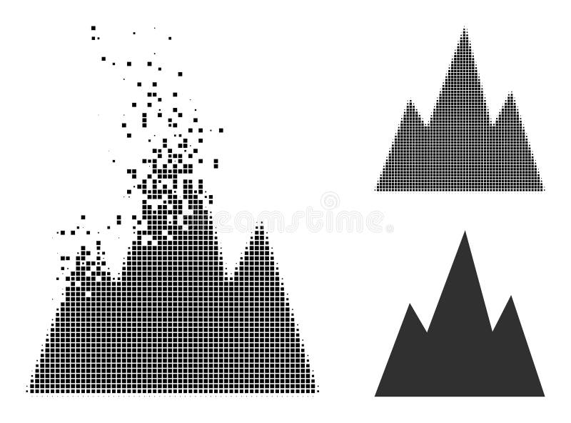 Pixel dissolti e icona montagne originali royalty illustrazione gratis