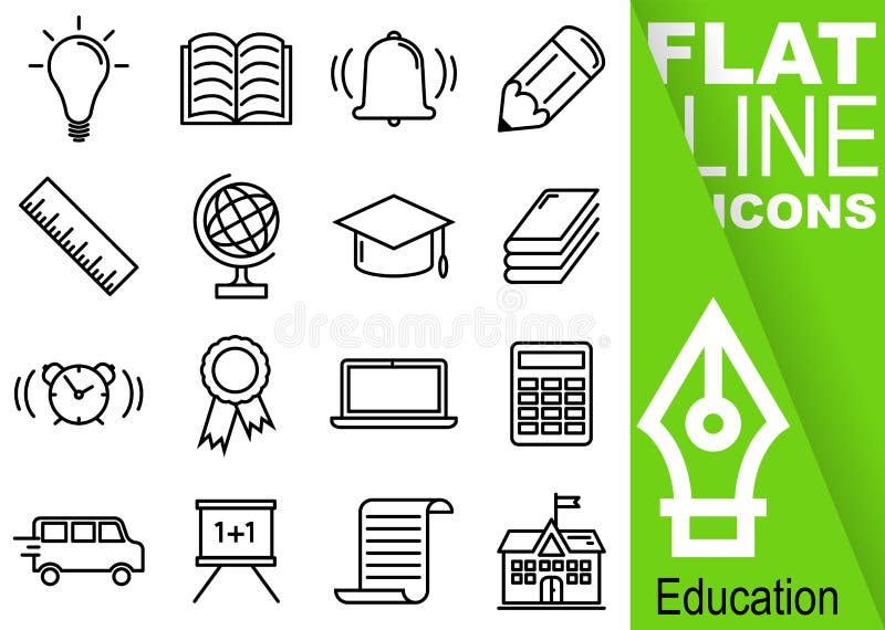 Pixel Editable de la course 70x70 Ensemble simple de ligne plate icônes du vecteur seize d'éducation avec la bannière verte verti illustration libre de droits Pixel Editable de la course 70x70 Ensemble simple de ligne plate icônes du vecteur seize d'éducation avec la bannière verte verti illustration libre de droits