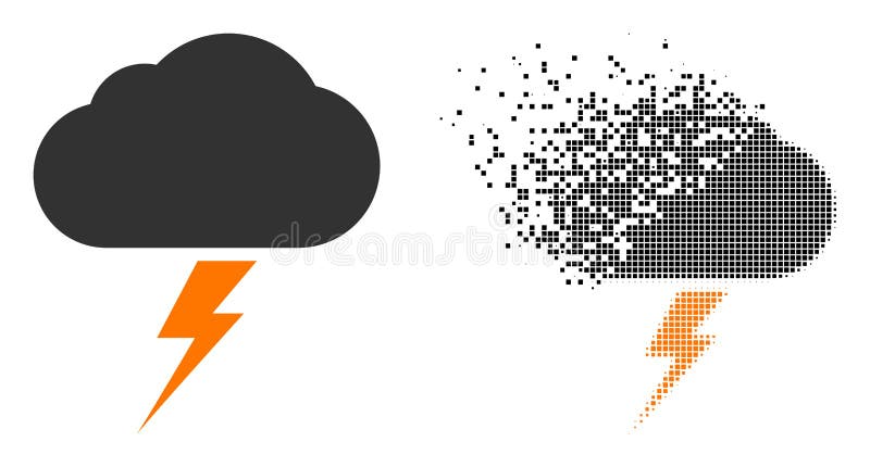 Pixel fragmentat și pictograma Furtună inițială vector illustration