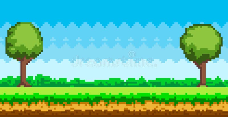 Cảnh game Pixel Art với cỏ xanh là một trong những bối cảnh được yêu thích nhất. Khoảng không rộng lớn và dày đặc với cỏ xanh tươi mát sẽ khiến bạn thích thú ngay từ cái nhìn đầu tiên.