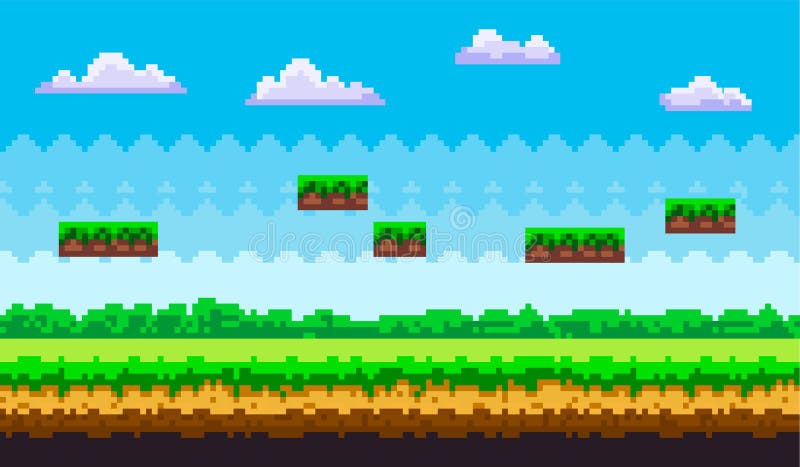 Trong cảnh game Pixel Art với đồ họa tuyệt đẹp, bạn sẽ được thưởng thức một thế giới màu sắc đầy sức sống, với cỏ xanh lá và mặt đất mềm mại dưới chân. Hãy tưởng tượng mình đang đi dạo trong một cánh đồng rộng lớn, hít thở không khí trong lành và cảm nhận sự yên tĩnh trước tầm nhìn đẹp ngỡ ngàng.