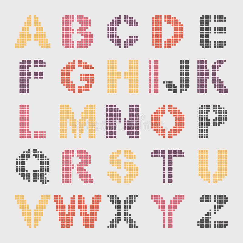 Pixel geometric alphabet stock illustration Pixel geometric alphabet stock illustration
