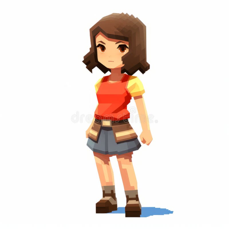 Pixel girl in stile 2d game art : ruan jia indossa una camicia a maniche corte royalty illustrazione gratis